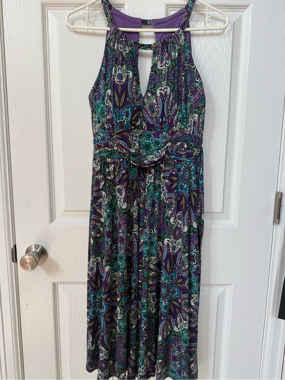 R&K Purple Paisley Halter Midi Dress
